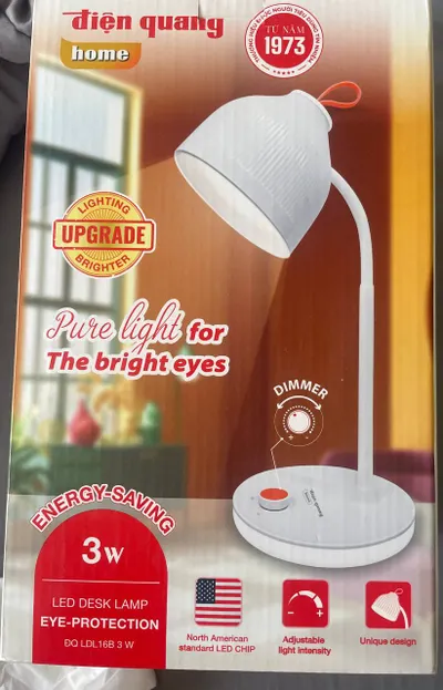 Đèn LED bàn trắng có pin sạc và điều chỉnh độ sáng