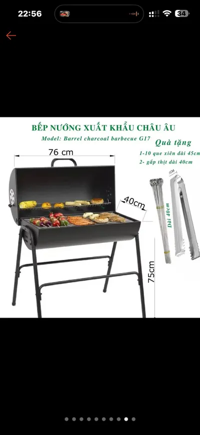Bán Vỉ Nướng Charcoal BBQ G17 – 76×40×75 cm – 700.000 VND