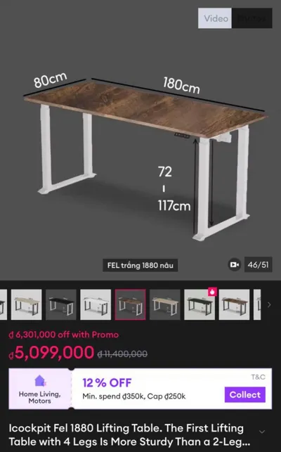 Стол с электроподъёмным механизмом (sit-stand) – идеальное состояние – 2,5 млн VND