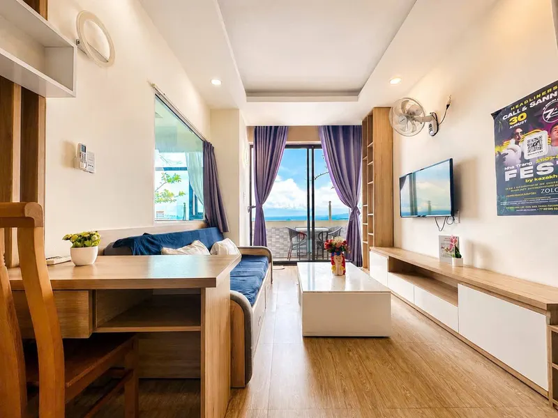 木县湾Viên Triều地区2卧室公寓出租，芽庄 - 60平方米，海景 — 3/8