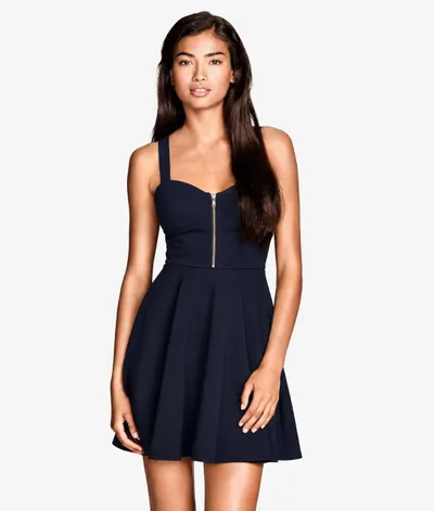 Blue Mini Dress with Structured Top – Size S – 150K VND