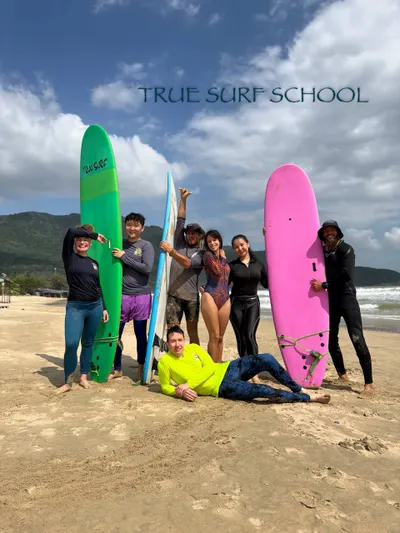 Beginner Surfing Lesson – 2.5 Hours with Instructor – Hotel Transfer, Board Rental, All-Inclusive – $60 or 1.6M VND