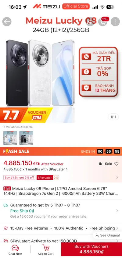 Meizu Lucky 08 – 6.78″ AMOLED – 12/256GB – 6000mAh