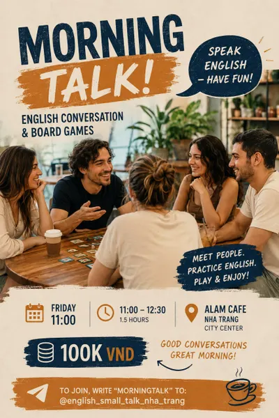 Morning Talk – English Conversation Club – Fridays 11:00–12:30
