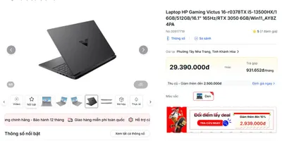 HP Victus 16-d1073ci 笔记本电脑 – 16.1″ FHD 144Hz, Core i5-12500H, 16GB RAM, 512GB SSD, RTX 3060