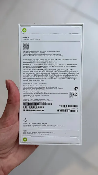 iPhone 17, 256GB, Black – 2000만 VND, 새 제품 밀봉