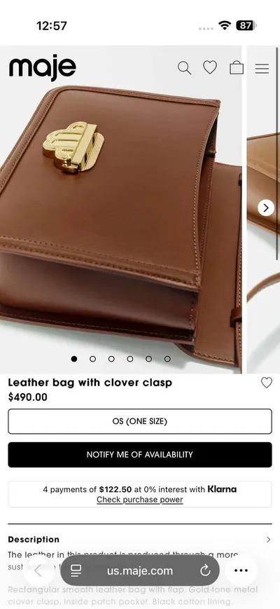 Сумка Maje из натуральной кожи – как новая, $200