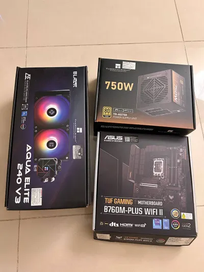 PC Components Bundle – ASUS TUF Motherboard, Thermalright AIO Cooler, PSU, Case