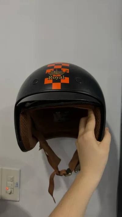 Orange Motorcycle Helmet for Sale – 200K VND – Includes Rain Cape