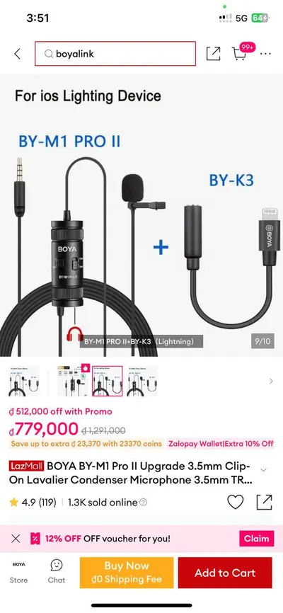 BOYA BY-M1 Pro II 领夹麦克风 + BOYA BY-K3 Lightning 适配器 – 全新，完整套装