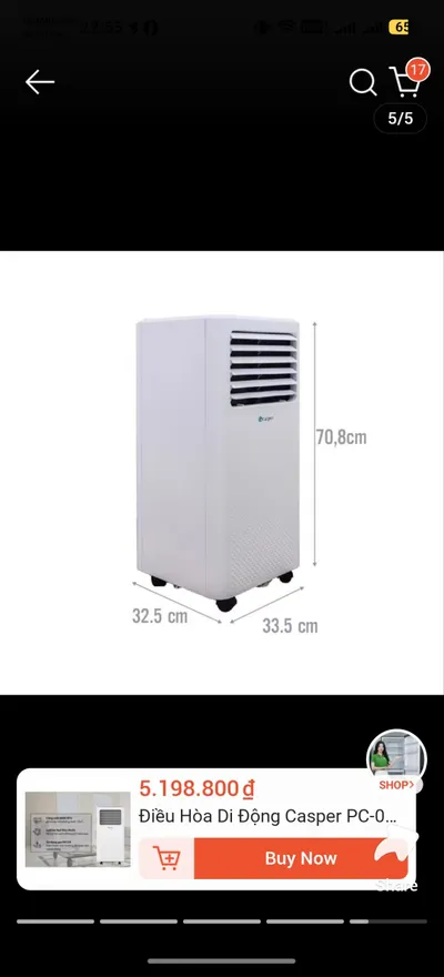 Điều hòa di động cũ – sử dụng 1 tháng