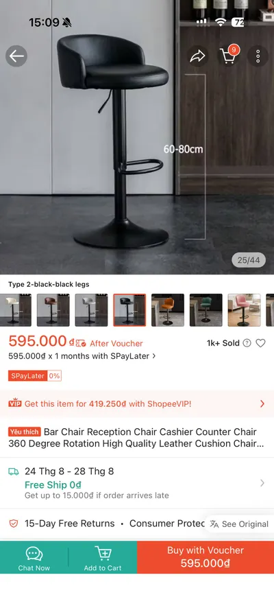 Ghế Văn Phòng Chỉnh Chiều Cao – Mới – 550 Nghìn VND