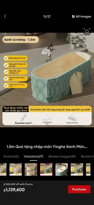 Foldable Bathtub 1.5M – 700k VND