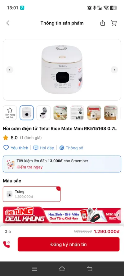Tefal 전기밥솥 0.7L – 정품, 우수한 상태
