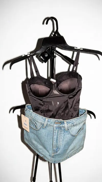 Лот одежды: футболка Off White + шорты, футболка Chrome Hearts + шорты, боди + юбка (XS-S) — 5/6