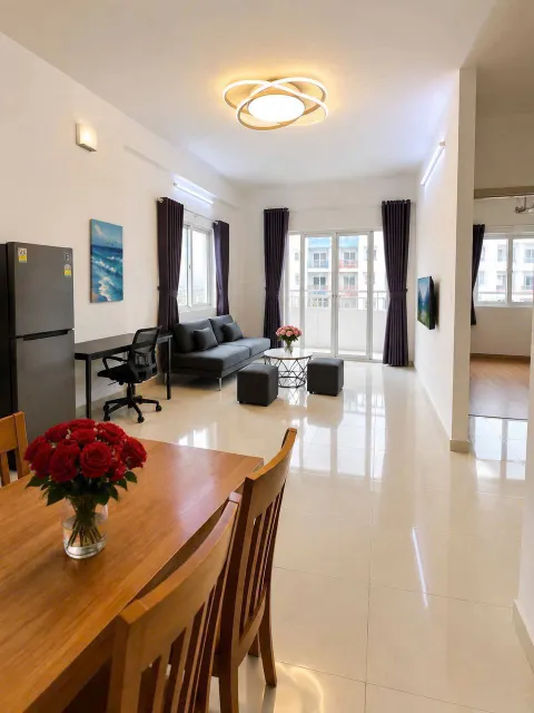 2-bedroom furnished corner apartment in Binh Phu 2, 14M VND/month