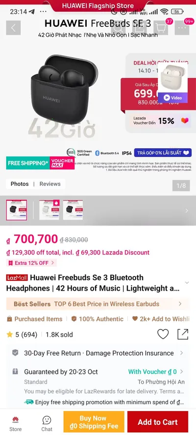 Freebuds SE 3 蓝牙耳机 – 几乎全新 — 3/3
