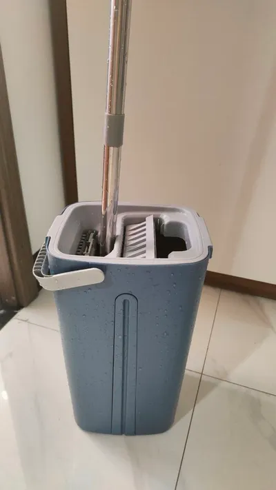 Household items bundle for sale: laundry basket, mop, rice cooker, yoga mat, bin — 3/6
