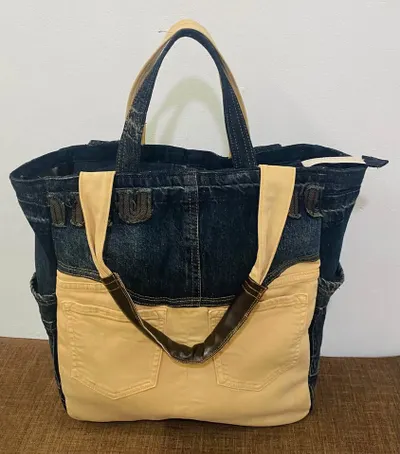 Upcycled denim tote bag with laptop compartment — 6/6