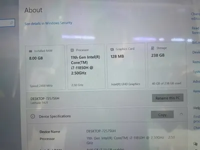 Dell Latitude 5421 laptop (i7-11850H, 8GB RAM, 256GB SSD) for sale — 6/6