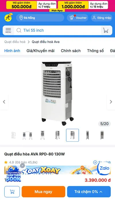 AVA RPD-80 air cooler for sale, 800,000 VND — 5/5