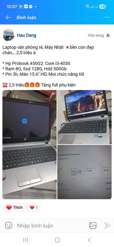 HP ProBook 450 G2 laptop (Core i3-4030, 8GB RAM) for sale — 3/4