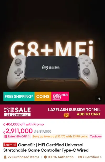 GameSir G8+ MFi 게임패드 케이스 포함 판매, 1,500,000 VND — 8/8