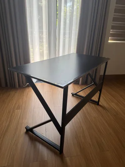 Household items for sale: table, armchair, vase, tool set, drying rack