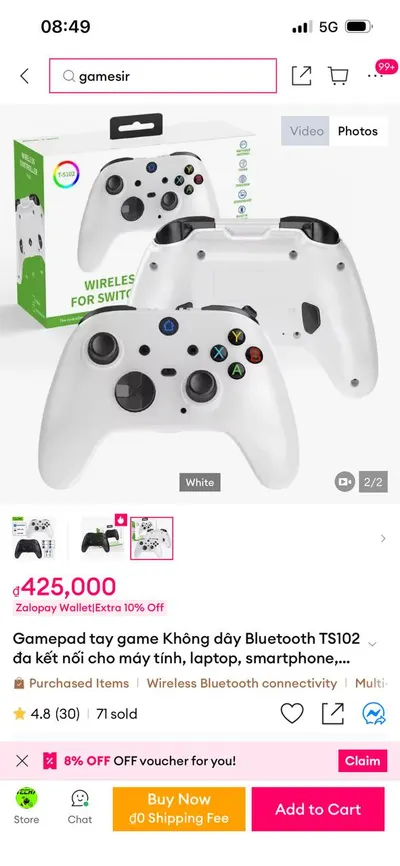 2 Gaming Gamepads – GameSir T4 Pro & TS102 Bluetooth – 700K VND Total